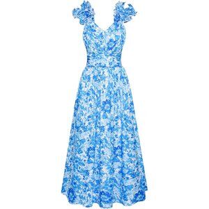 Women's Floral Summer Dress Mesh Waist Flowy A-Line Casual Wedding